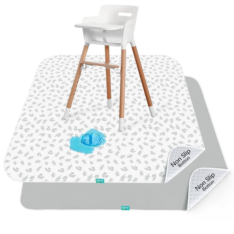 Biloban Baby Splat Mat 2 Pack for Under High Chair & Arts & Crafts & Eating Mess, 46 x 42 Inch Waterproof and Washable Spill Mat, Anti-Slip Floor Protector - Image 1